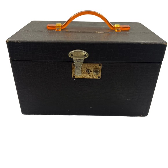 Vintage Snake Skin Mini Train Travel Case Carry On Luggage Handle MCM Distressed - Picture 1 of 16